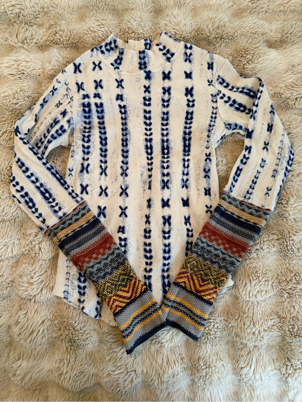 Free People waffle mock neck top Womens Size large